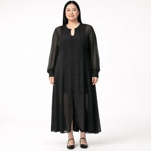 Madewell XXL Black Suzy Viscose Clip Dot Jacquard Button Front Maxi Dress NWOT